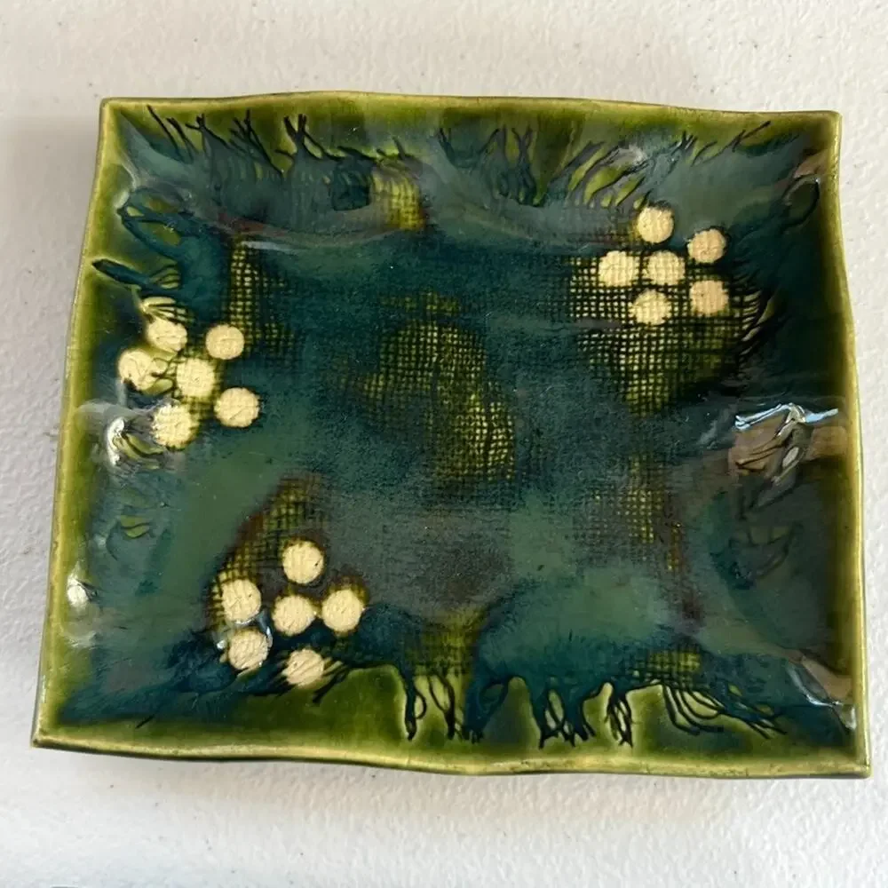Art Pottery Set of 5 Cake Plates Stoneware Ceramic Handmade Asian Art
